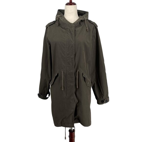 RW Co Longline Duck Canvas Chore Utility Jacket S Green No Lining Drawstring - Picture 2 of 16